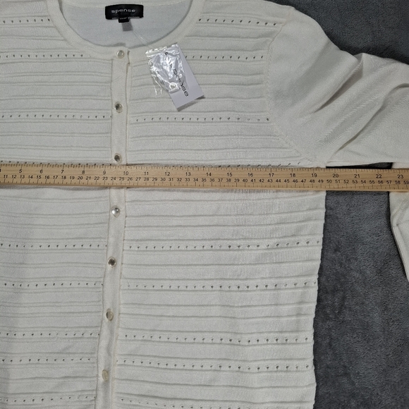Spense light sweater women size XL color Ivory buttons front 3/4 sleeves New - Picture 6 of 9